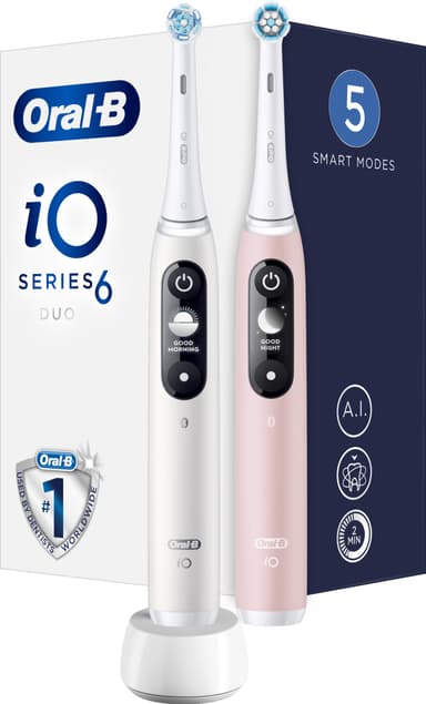 Oral-B iO6 Sensitive eltandborste 2-pack 378198 (vit/rosa)