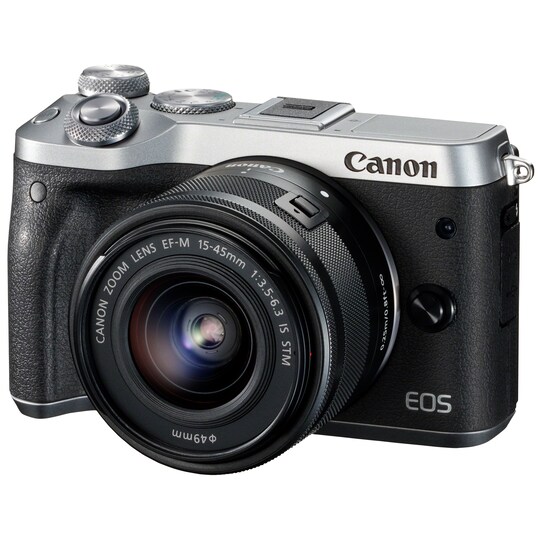 Canon EOS M6 systemkamera + 15-45 mm objektiv (silver)