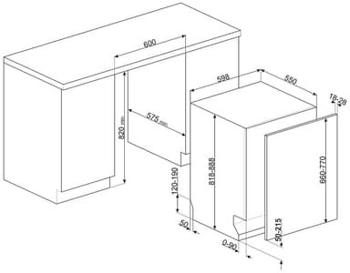 Smeg diskmaskin STL324BQLL helt integrerad
