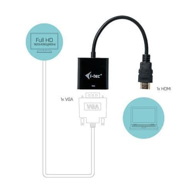 i-tec HDMI2VGAADA, 0,15 m, HDMI, VGA, Hankoppling, Honkoppling, 1920 x