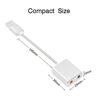 Externt Ljudkort USB 3,5 mm hörlurs- och mikrofonuttag