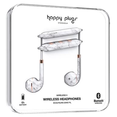 Happy Plugs Wireless II in-ear hörlurar (vit marmor)