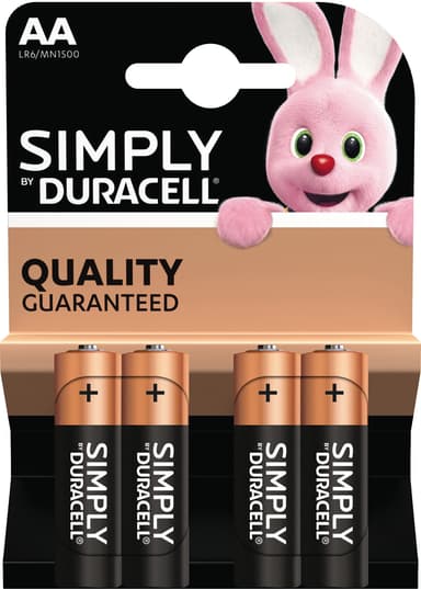 Duracell Simply AA alkaliska batterier 4-pack