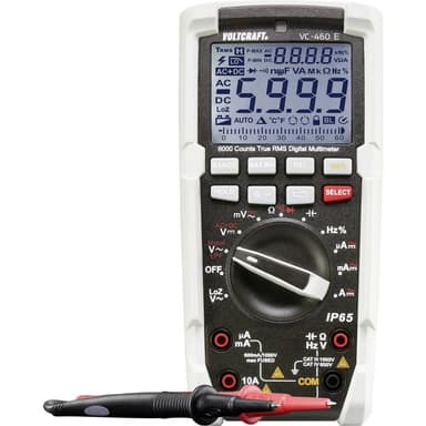 VOLTCRAFT VC-460 E Handmultimeter digital Vattenskydd (IP65) CAT III 1000 V, CAT IV 600 V Display (Beräkningar): 6000