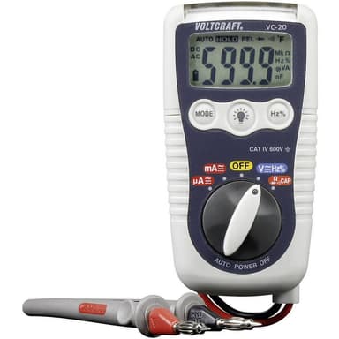 VOLTCRAFT VC-20 Handmultimeter digital Stänksäker (IP54) CAT IV 600 V Display (Beräkningar): 4000