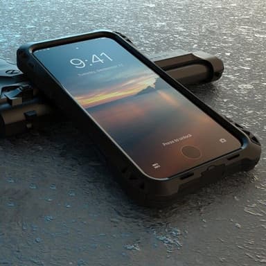 Metallskydd mot stötar, damm och vatten till iPhone XS & X Svart