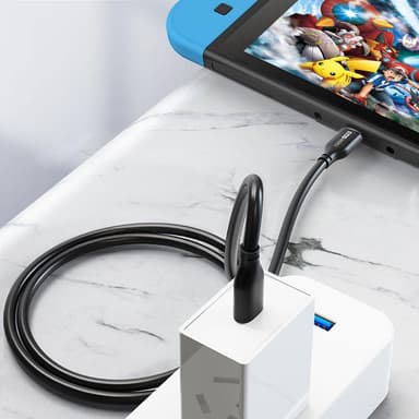 NÖRDIC USB C till USB C kabel 1m 5A 100W USB2.0 med E-Mark svart snabb laddningskabel