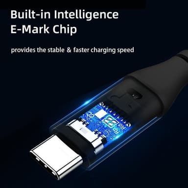 NÖRDIC USB C till USB C kabel 1m 5A 100W USB2.0 med E-Mark svart snabb laddningskabel