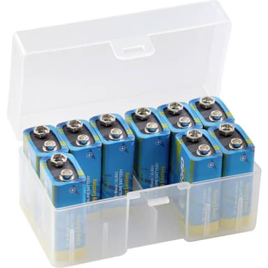 Basetech E-Block 12-PK PP Batteribox 12x 9 V blockbatteri (L x B x H) 108 x 60 x 55 mm