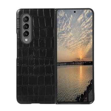 Crocodile läder skal Samsung Galaxy Z Fold 3  - Svart