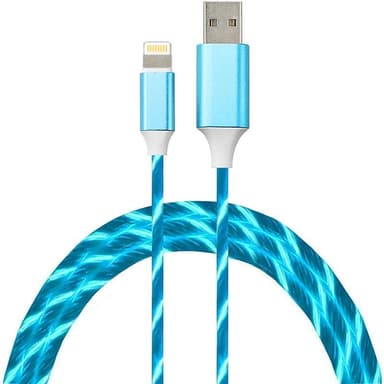 Lightning till USB laddkabel med LED Blå 1 meter
