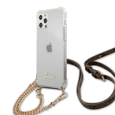 Guess iPhone 12 Pro Max Skal Chain & Script Guld Klar