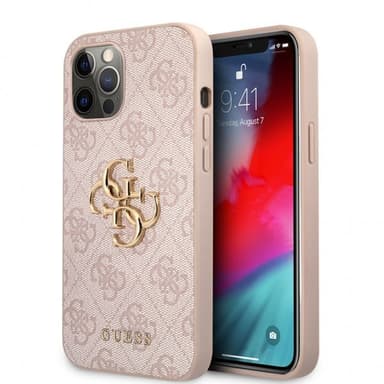 Guess iPhone 12 Pro Max Skal Metal Logo Rosa