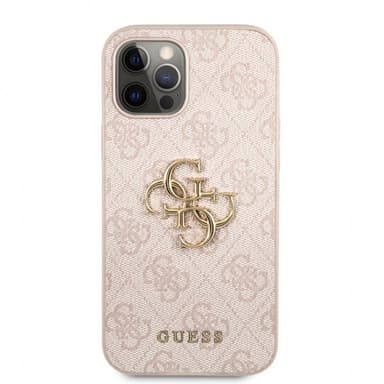 Guess iPhone 12/iPhone 12 Pro Skal Metal Logo Rosa