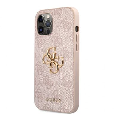 Guess iPhone 12 Pro Max Skal Metal Logo Rosa