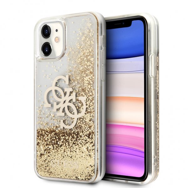 Guess iPhone 11 Skal Liquid Glitter Guld Klar