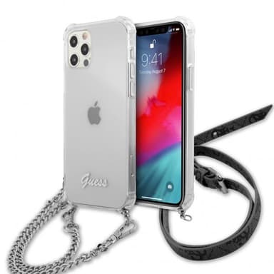 Guess iPhone 12/iPhone 12 Pro Skal Chain & Script Silver Klar