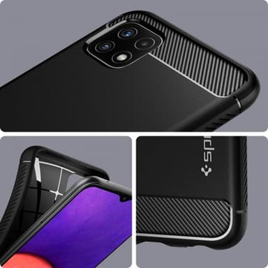 Spigen Samsung Galaxy A22 5G Skal Rugged Armor Matte Black