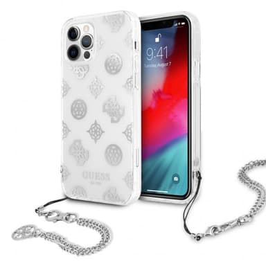 Guess iPhone 12 Pro Max Skal Chain Peony Silver
