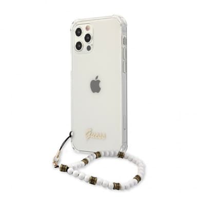 Guess iPhone 12/iPhone 12 Pro Skal Script & Pearls Vit Klar