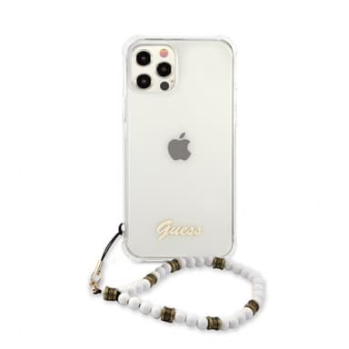 Guess iPhone 12/iPhone 12 Pro Skal Script & Pearls Vit Klar