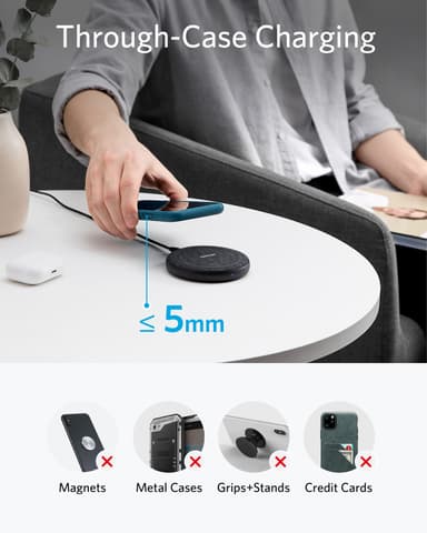 Anker PowerWave II Pad 15W EU trådlös laddare (svart/grå)