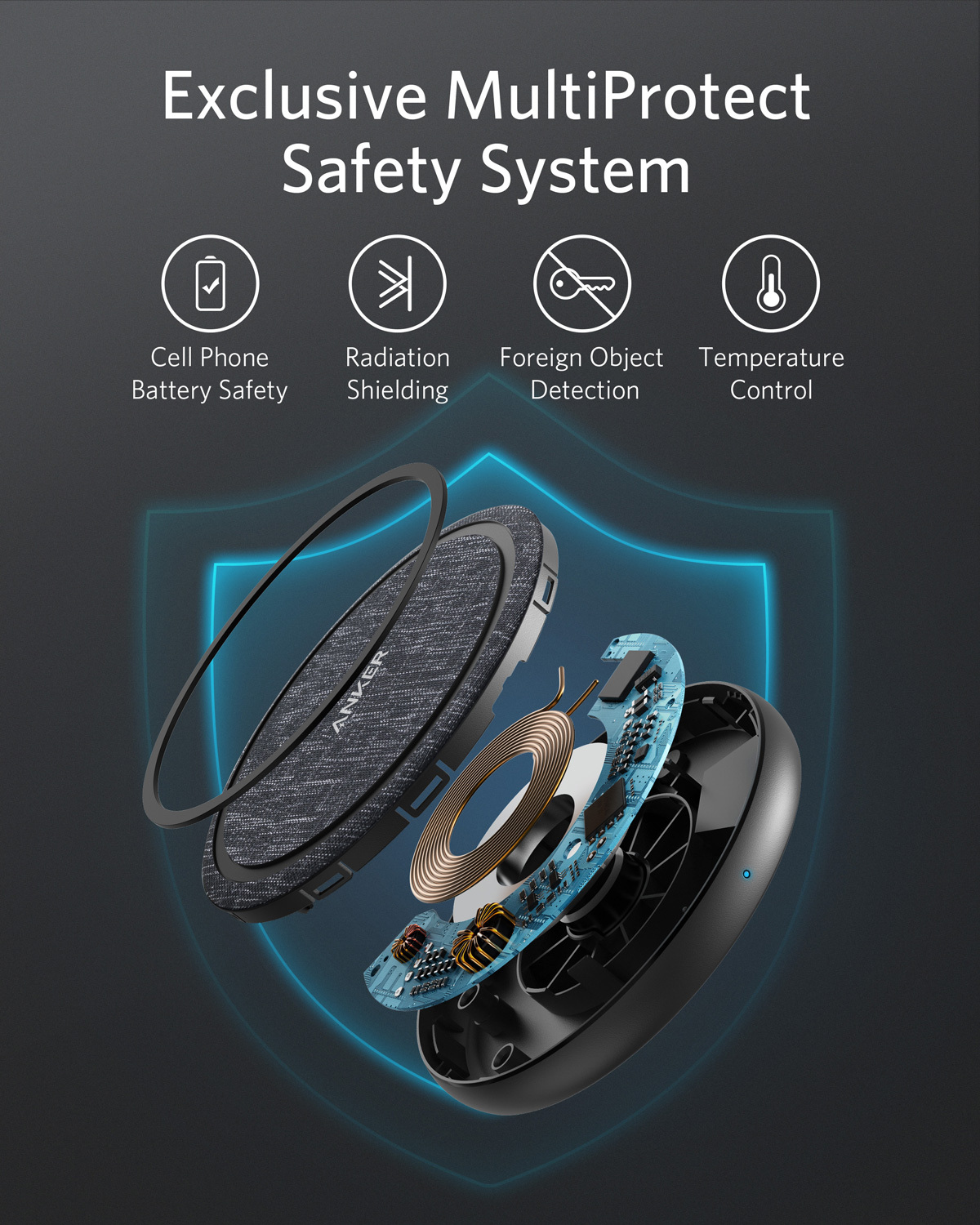 Anker PowerWave II Pad 15W EU trådlös laddare (svart/grå)