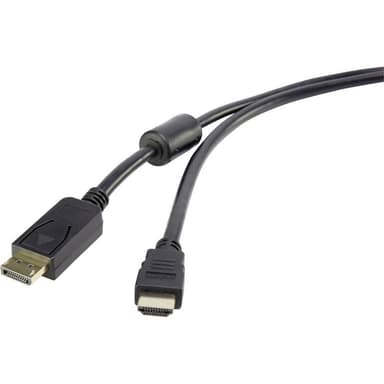 Renkforce DisplayPort / HDMI Anslutningskabel 1.80 m RF-4382727 med ferritkärna, guldpläterad kontakt Svart [1x Display
