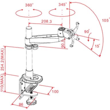 SpeaKa Professional SP-1624752 Swivel 1x Monitor