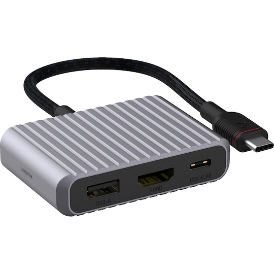 Unisynk 3 Port USB-C hubb (grå)