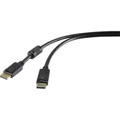Renkforce DisplayPort Anslutningskabel 7.50 m RF-3433994 guldpläterad kontakt, med ferritkärna Svart [1x DisplayPort ha