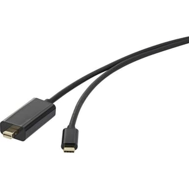 Renkforce USB / Mini-DisplayPort Anslutningskabel 0.50 m RF-3421680 guldpläterad kontakt Svart [1x USB-C™ hane - 1x Min