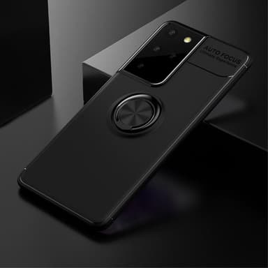 Samsung Galaxy S21 Ultra skal med Finger Ring och inbyggd plåt - Svart