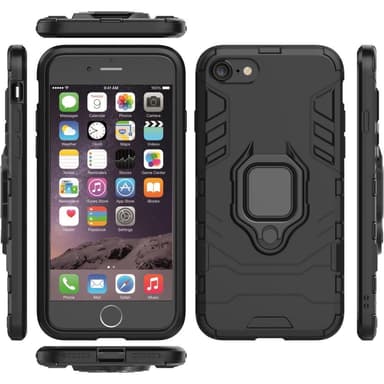 iPhone SE/8/7/6/6S Hybrid skal med Finger Ring - Svart