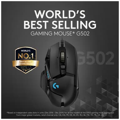 Logitech G502 Hero USB gamingmus (svart)