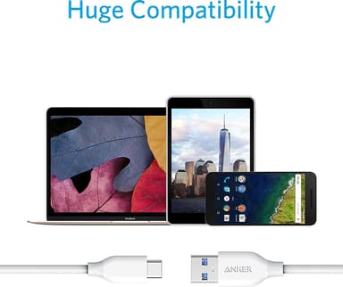 Anker Powerline USB-C till USB 3.0-kabel 0.9 m (vit)