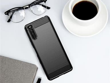 SKALO Sony Xperia 10 III Armor Carbon Stöttåligt TPU-skal - Röd