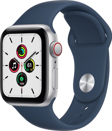 Apple Watch SE 40 mm LTE (Silver Alu/Abyss Blue sportband) - Elgiganten