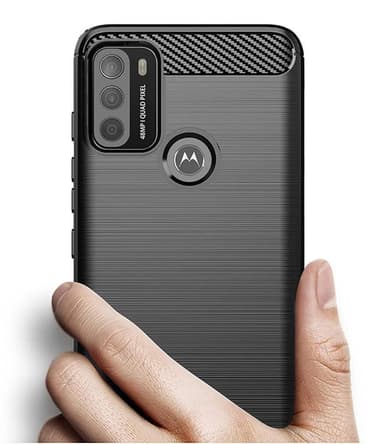 SKALO Moto G50 Armor Carbon Stöttåligt TPU-skal - Röd