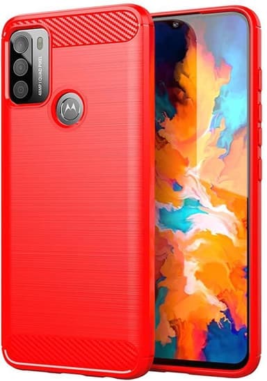 SKALO Moto G50 Armor Carbon Stöttåligt TPU-skal - Röd