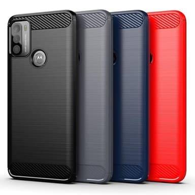 SKALO Moto G50 Armor Carbon Stöttåligt TPU-skal - Röd