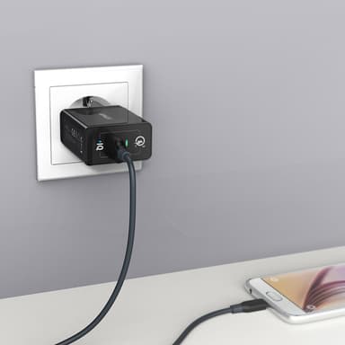 Anker PowerPort+1 w QC 3.0 18W USB-A laddare (svart)
