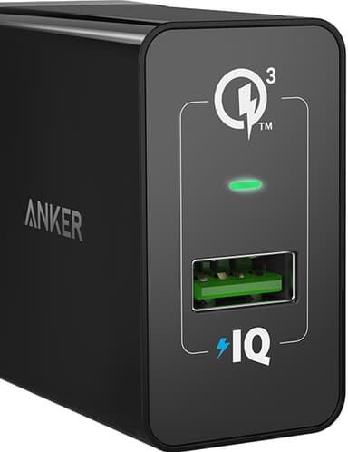 Anker PowerPort+1 w QC 3.0 18W USB-A laddare (svart)