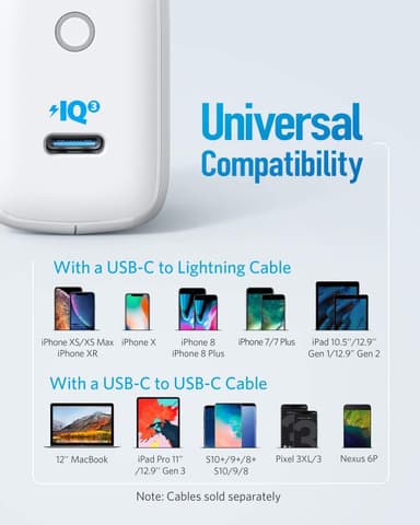 Anker PowerPort III mini 30W USB-C laddare (vit)