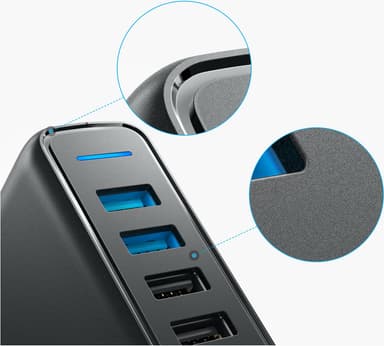 Anker PowerPort 5 multi-port USB-A laddare (svart)