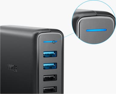 Anker PowerPort 5 multi-port USB-A laddare (svart)