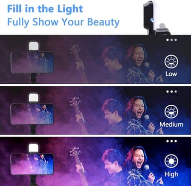 Stativ / tripod till mobiltelefon med Bluetooth och belysning, Svart