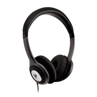 V7 HA520-2EP, Hörlurar, Huvudband, Musik, Svart, Silver, Rotations-,