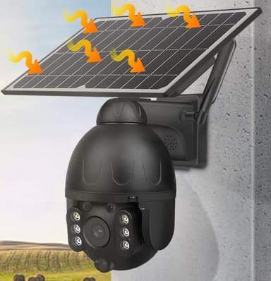Övervakningskamera med solcellspanel, Svart