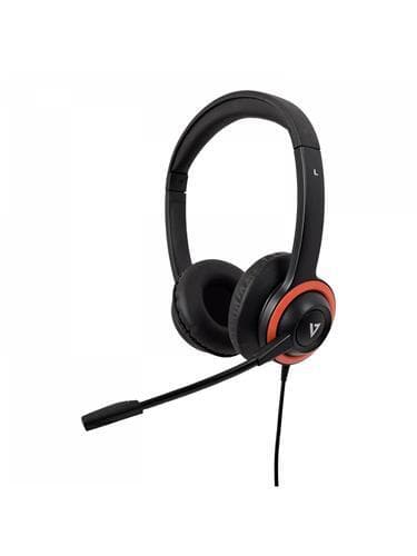 V7 HU540E, Headset, Huvudband, Kontor/callcenter, Svart, Röd, Svart,